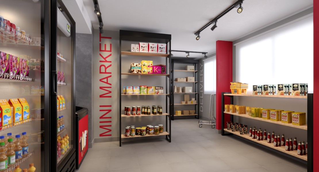 Espaço mini market e delivery